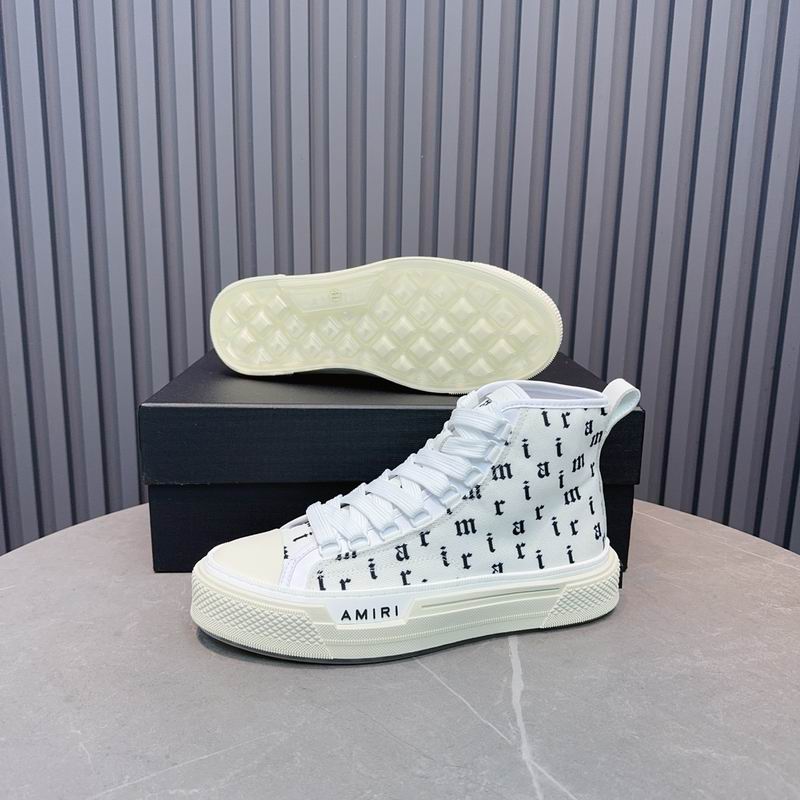 AMIRI Letter Print High-Top Sneakers - White & Black