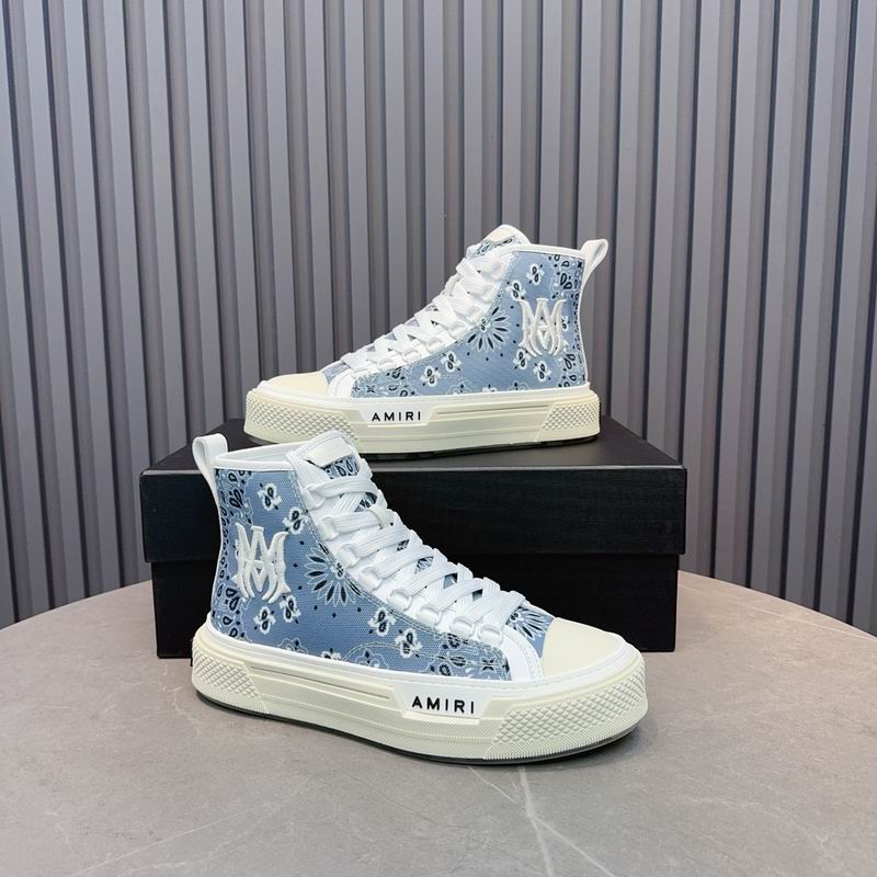 AMIRI Bandana Print High-Top Sneakers - Light Blue & White