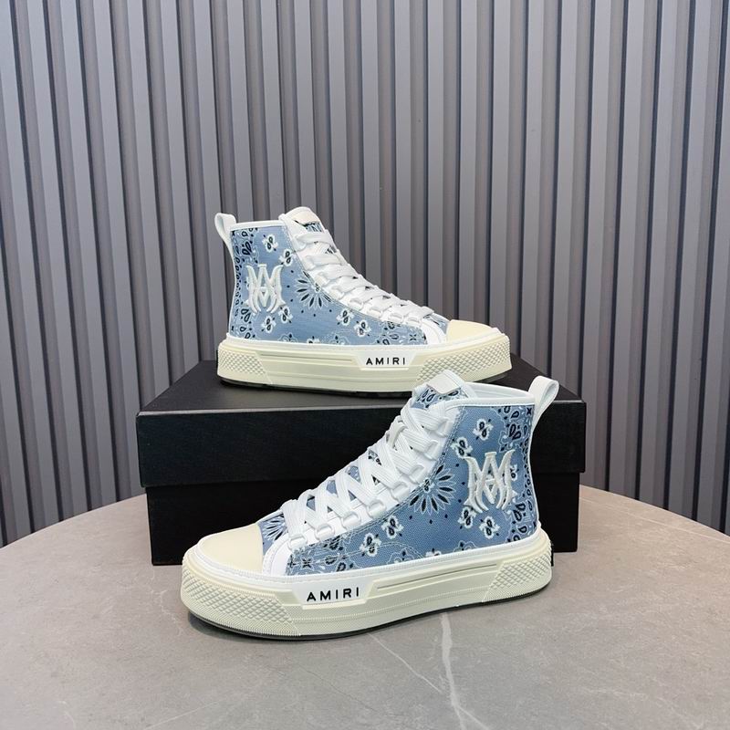 AMIRI Bandana Print High-Top Sneakers - Light Blue & White