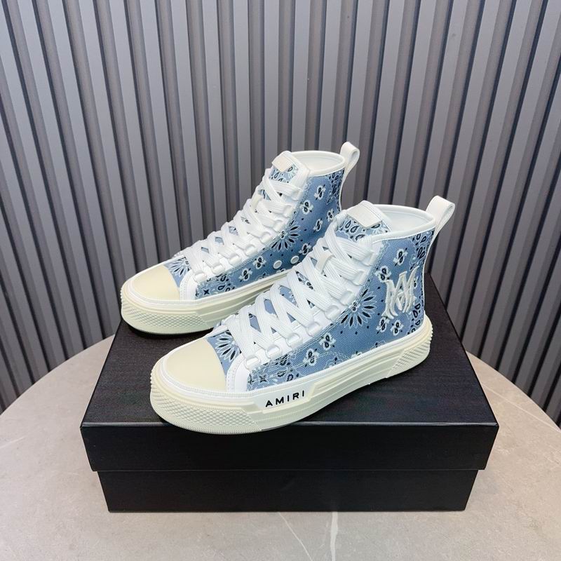 AMIRI Bandana Print High-Top Sneakers - Light Blue & White