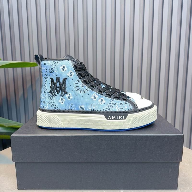 AMIRI Bandana Print High-Top Sneakers - Light Blue & Black