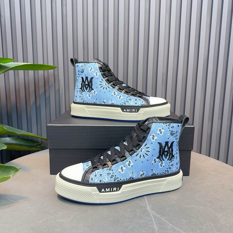 AMIRI Bandana Print High-Top Sneakers - Light Blue & Black