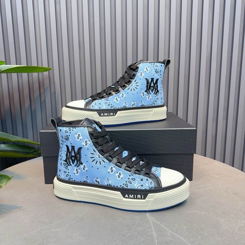 AMIRI Bandana Print High-Top Sneakers - Light Blue & Black
