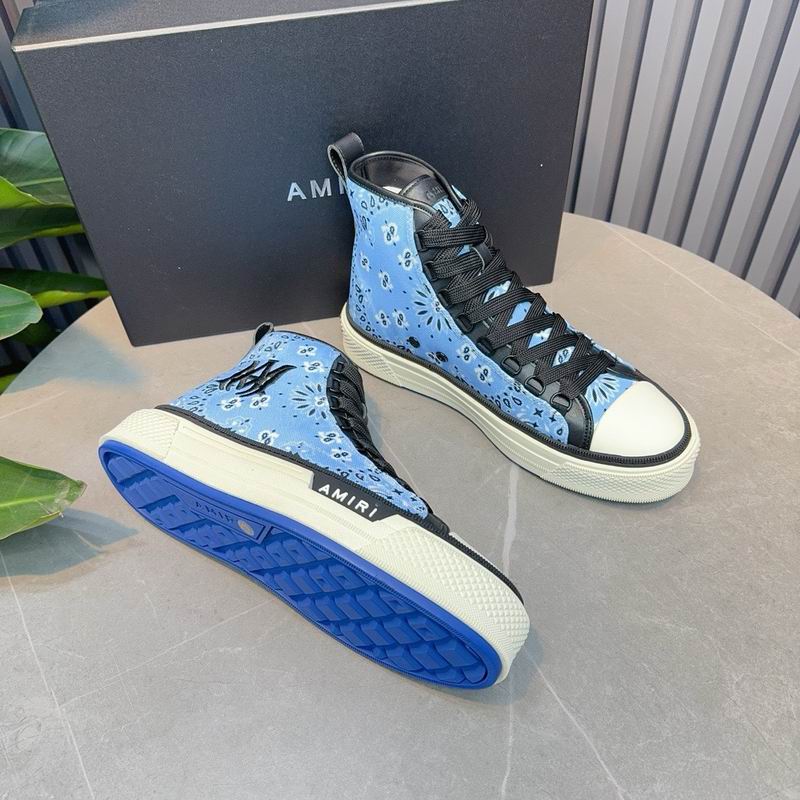 AMIRI Bandana Print High-Top Sneakers - Light Blue & Black