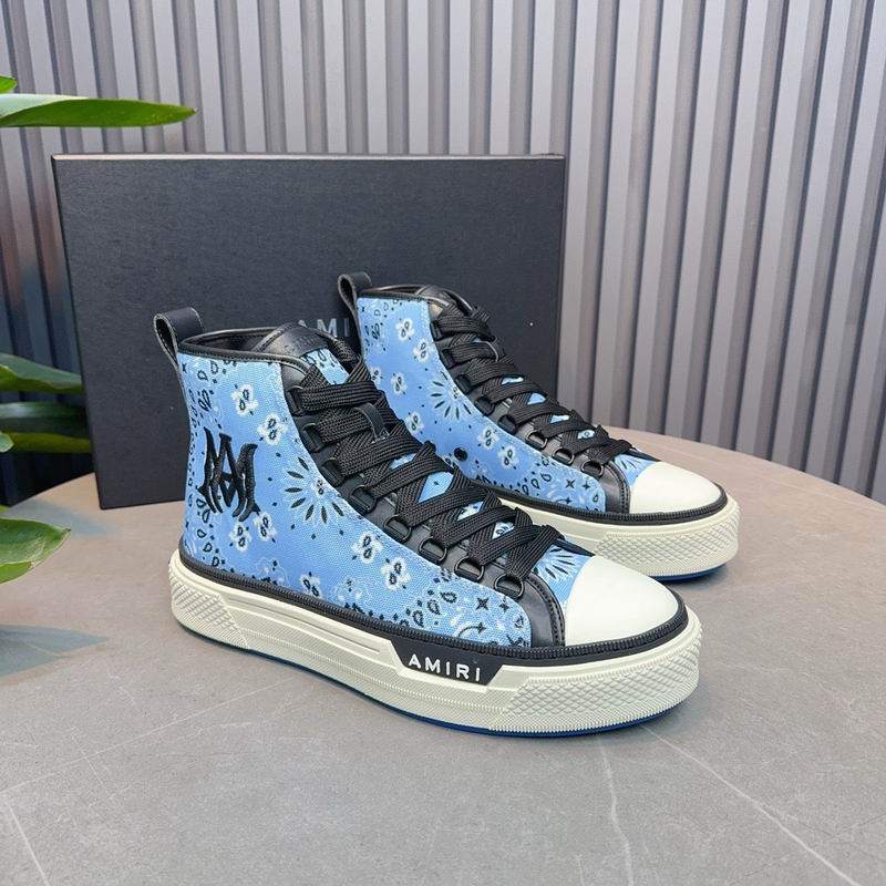 AMIRI Bandana Print High-Top Sneakers - Light Blue & Black