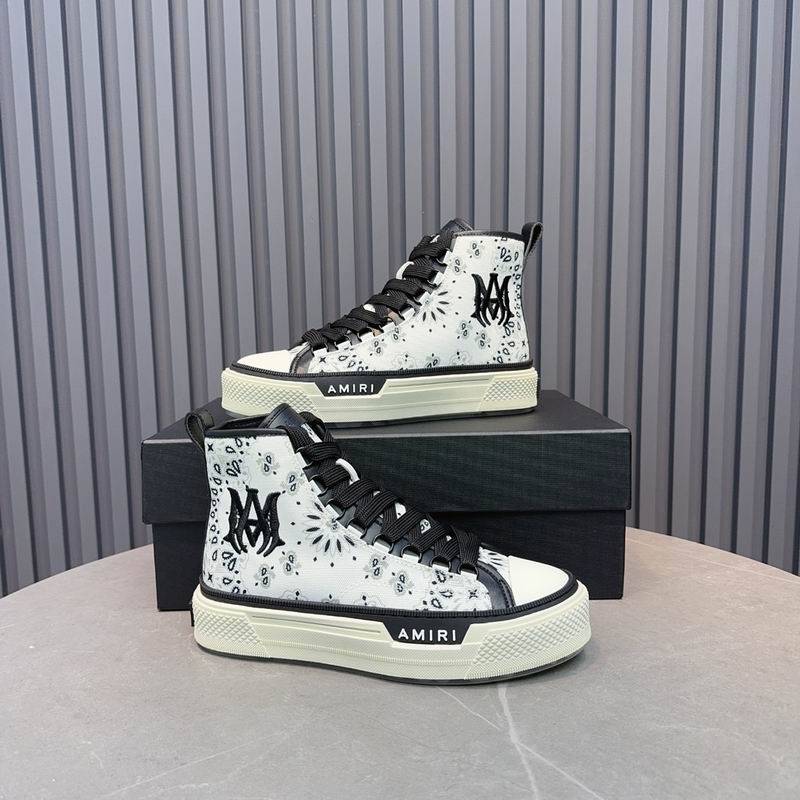AMIRI Bandana Print High-Top Sneakers - White & Black
