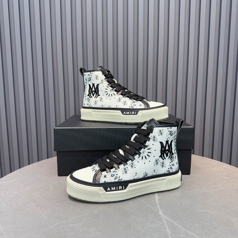 AMIRI Bandana Print High-Top Sneakers - White & Black