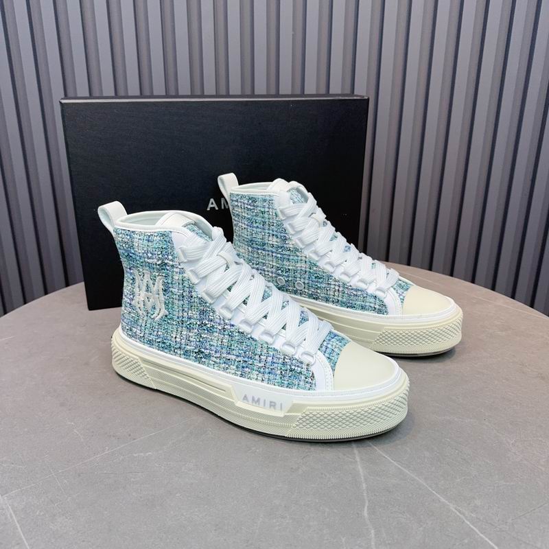 AMIRI Textured High-Top Sneakers - Light Blue & White
