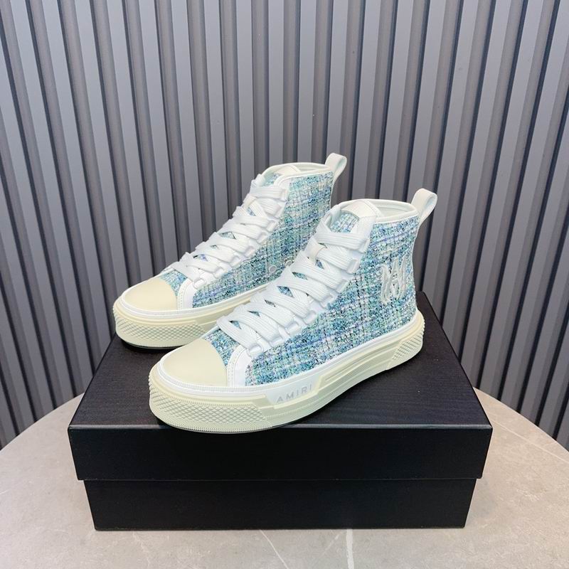 AMIRI Textured High-Top Sneakers - Light Blue & White