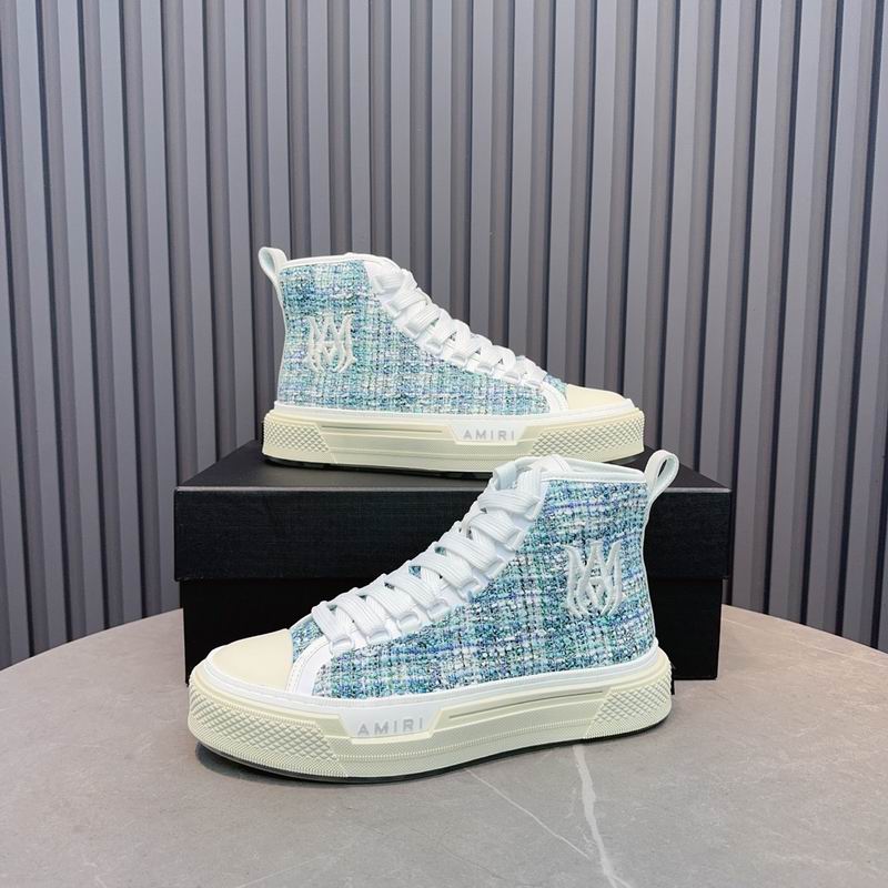 AMIRI Textured High-Top Sneakers - Light Blue & White
