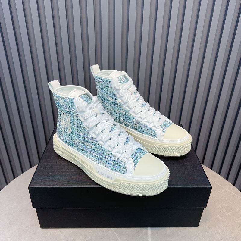 AMIRI Textured High-Top Sneakers - Light Blue & White