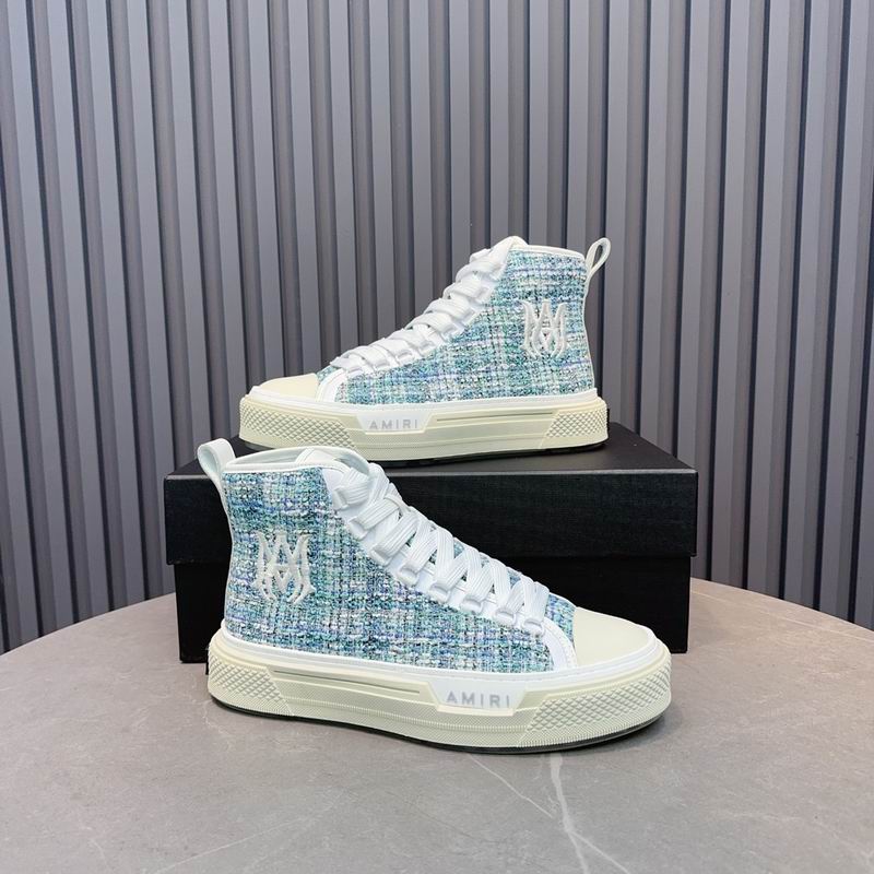 AMIRI Textured High-Top Sneakers - Light Blue & White