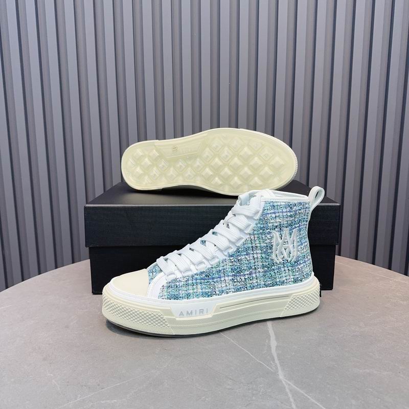 AMIRI Textured High-Top Sneakers - Light Blue & White