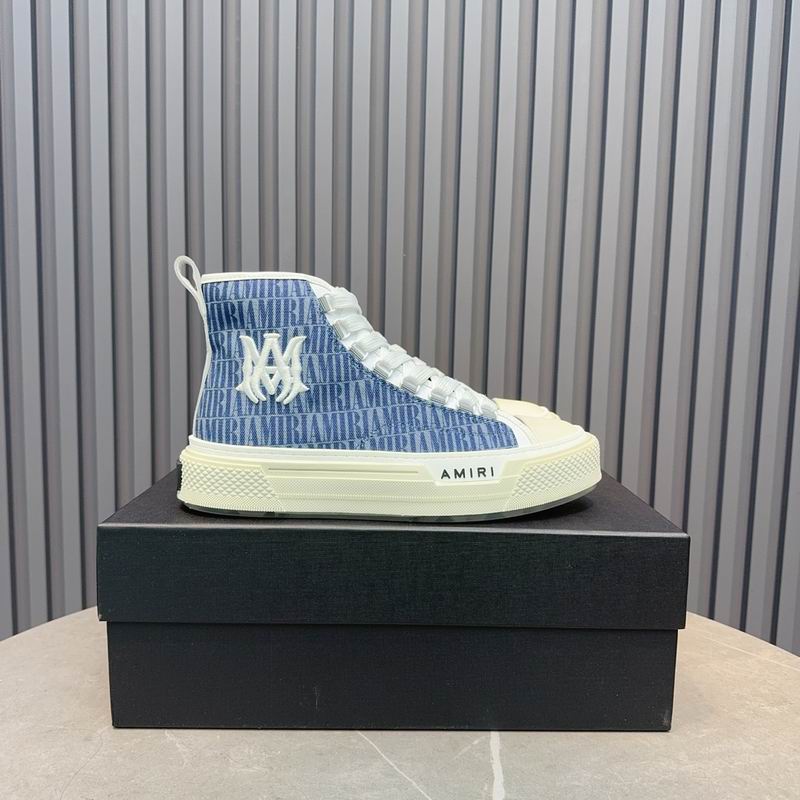 AMIRI Logo Print High-Top Sneakers - Blue & White