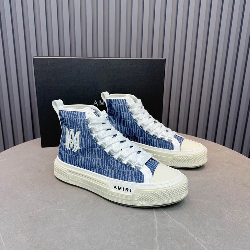 AMIRI Logo Print High-Top Sneakers - Blue & White