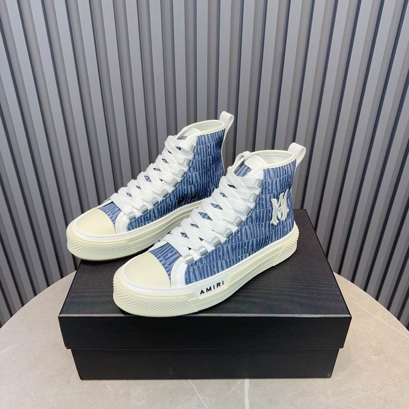 AMIRI Logo Print High-Top Sneakers - Blue & White