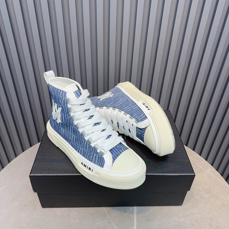 AMIRI Logo Print High-Top Sneakers - Blue & White