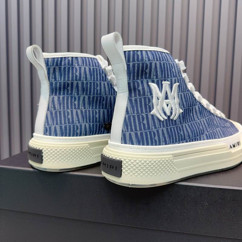 AMIRI Logo Print High-Top Sneakers - Blue & White