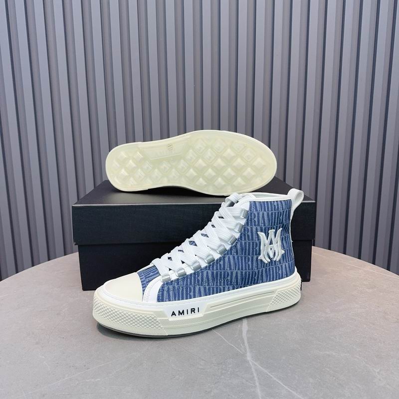 AMIRI Logo Print High-Top Sneakers - Blue & White