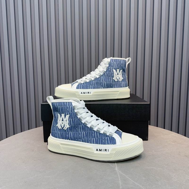 AMIRI Logo Print High-Top Sneakers - Blue & White