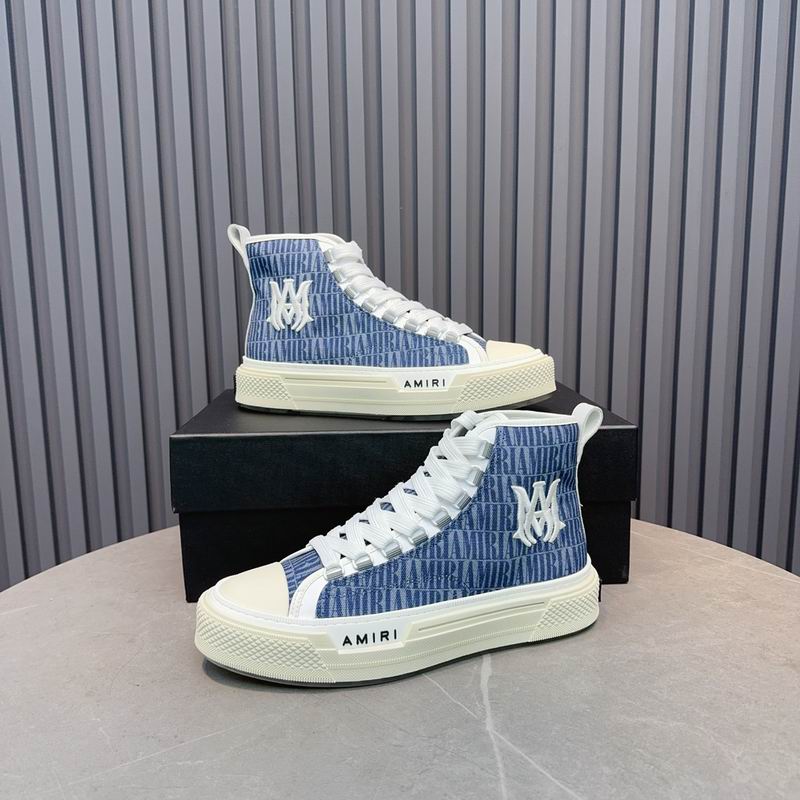 AMIRI Logo Print High-Top Sneakers - Blue & White