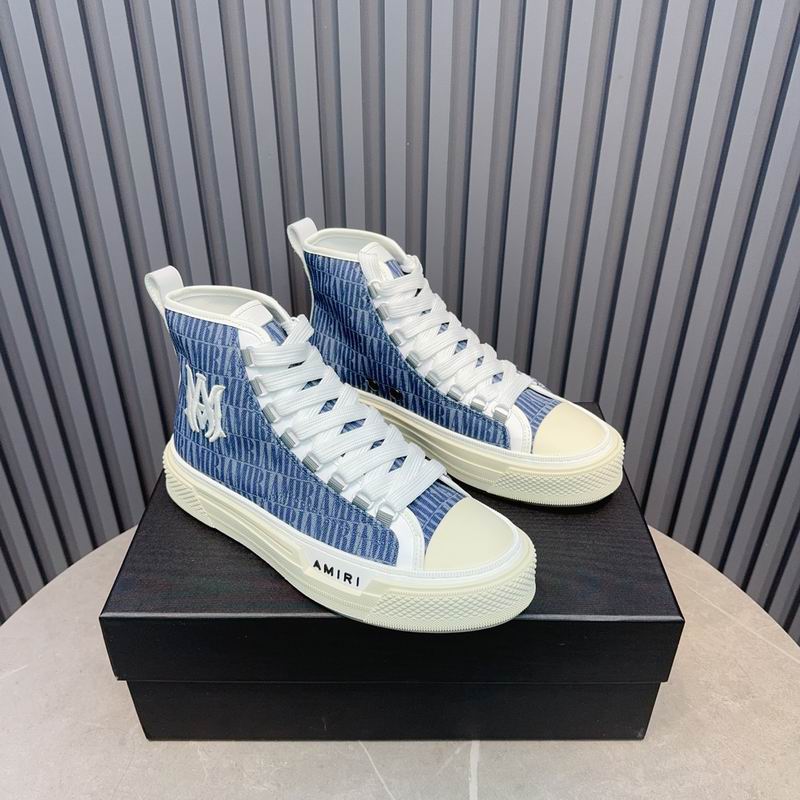 AMIRI Logo Print High-Top Sneakers - Blue & White