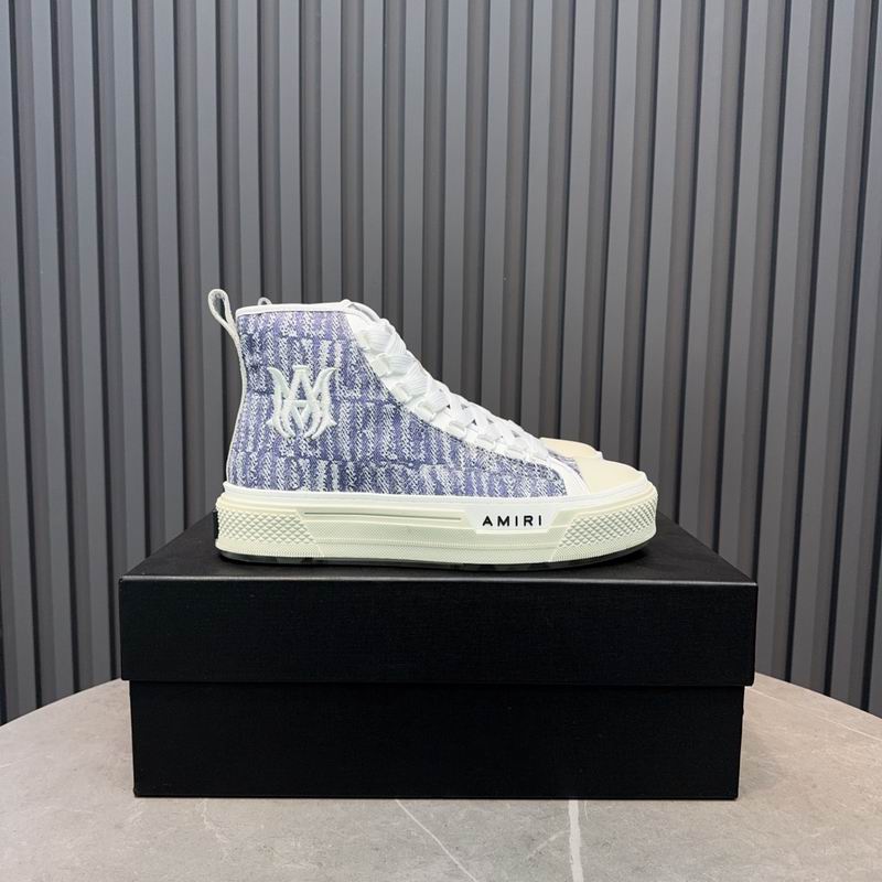 AMIRI Textured Logo High-Top Sneakers - Lavender & White