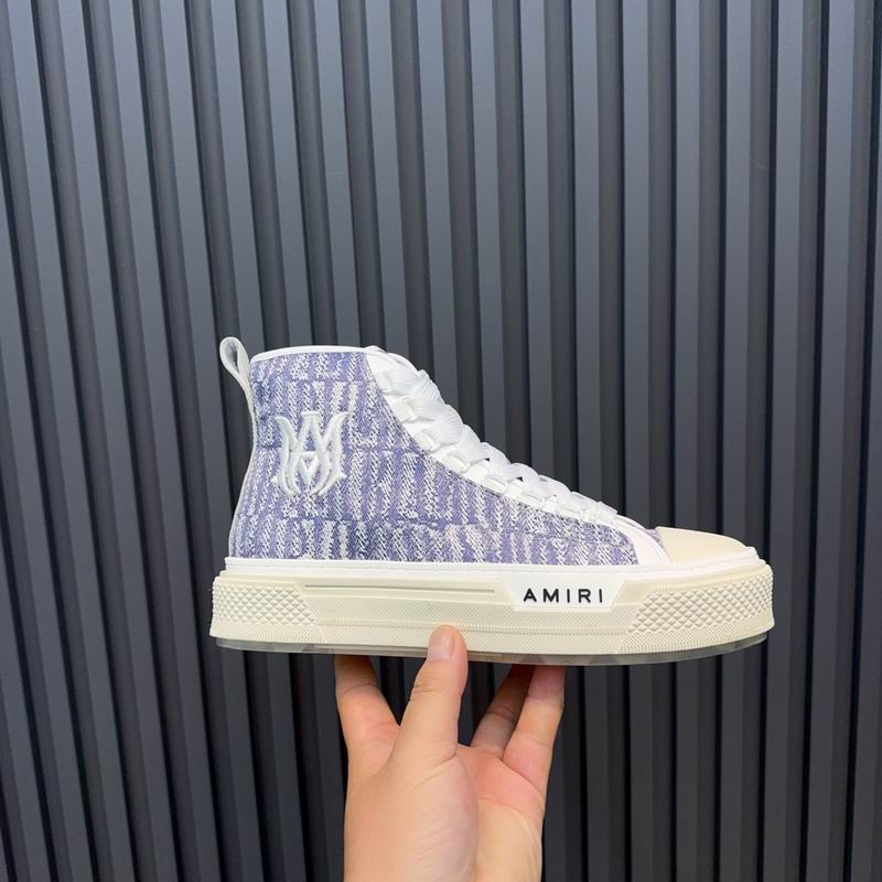 AMIRI Textured Logo High-Top Sneakers - Lavender & White