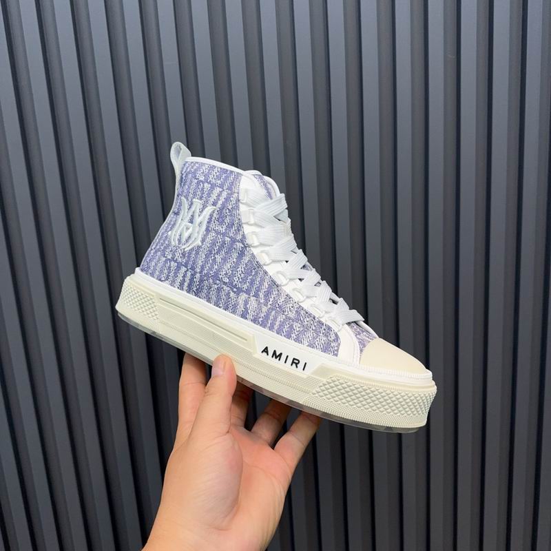 AMIRI Textured Logo High-Top Sneakers - Lavender & White