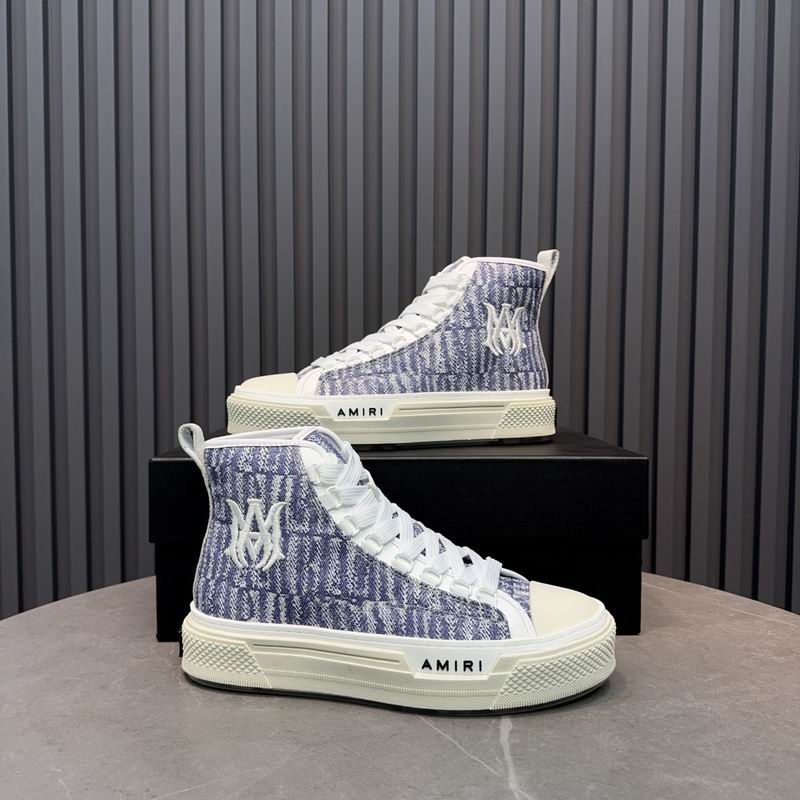 AMIRI Textured Logo High-Top Sneakers - Lavender & White