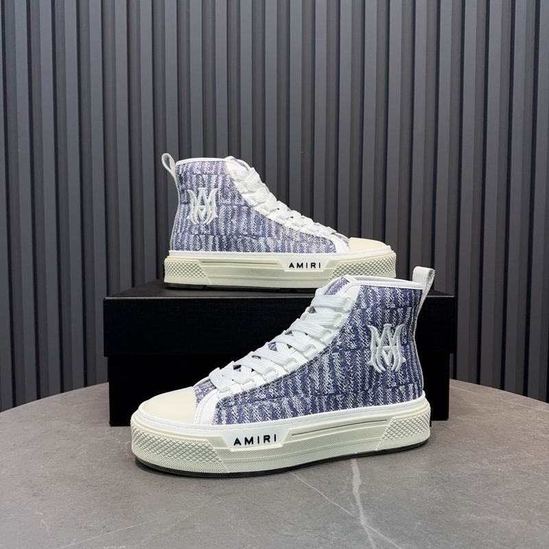 AMIRI Textured Logo High-Top Sneakers - Lavender & White
