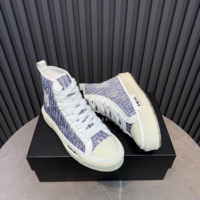 AMIRI Textured Logo High-Top Sneakers - Lavender & White