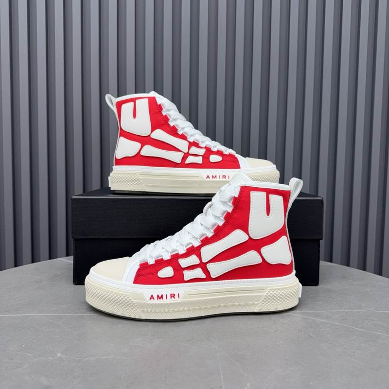 AMIRI Skeleton High-Top Sneakers - Red & White