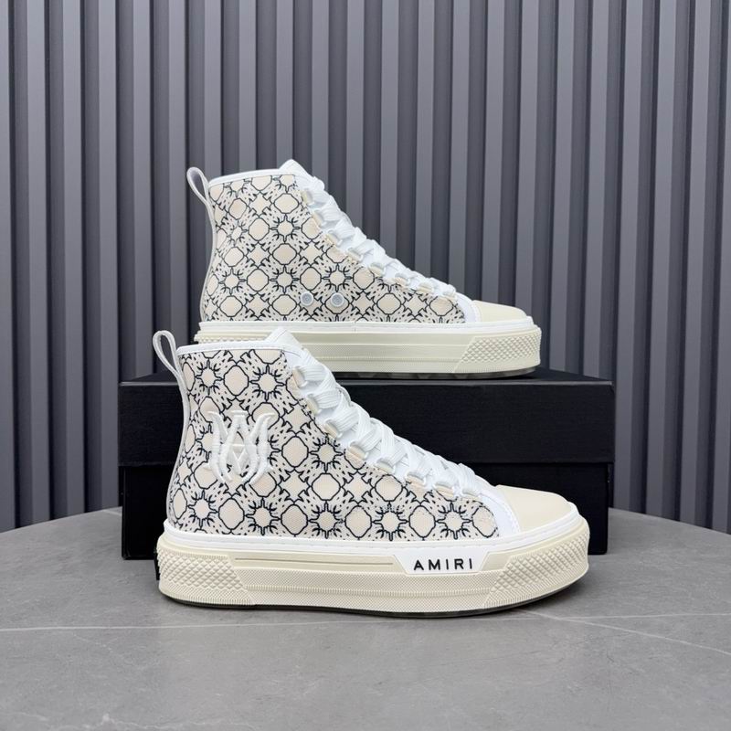 AMIRI Geometric Print High-Top Sneakers - White & Black