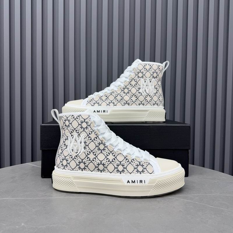 AMIRI Geometric Print High-Top Sneakers - White & Black