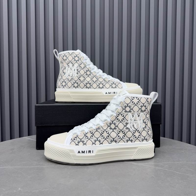 AMIRI Geometric Print High-Top Sneakers - White & Black