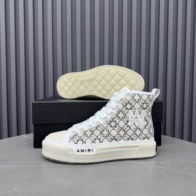 AMIRI Geometric Print High-Top Sneakers - White & Black