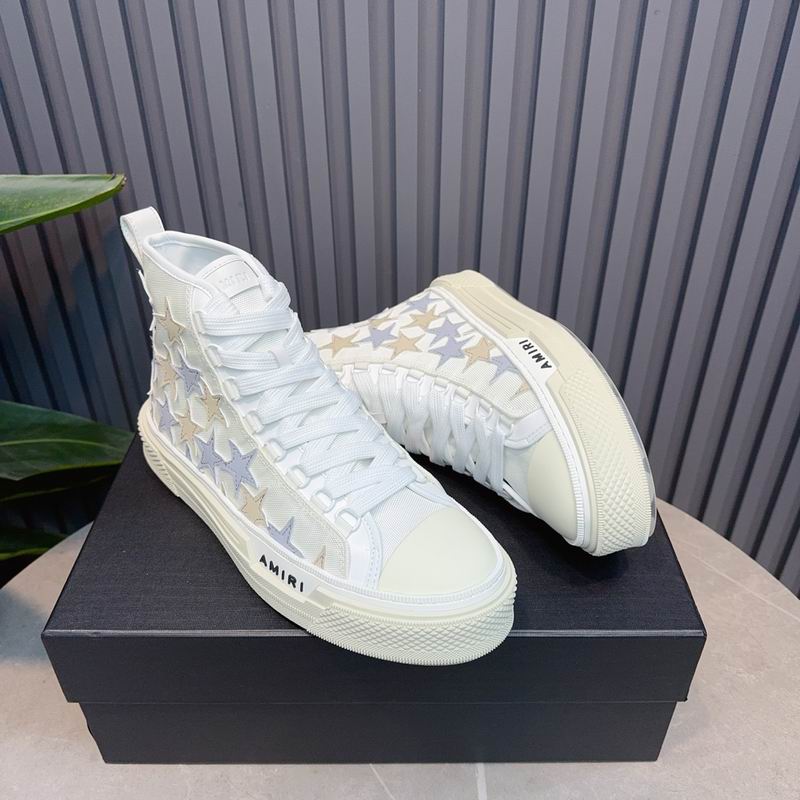 AMIRI Star High-Top Sneakers - White, Grey & Beige