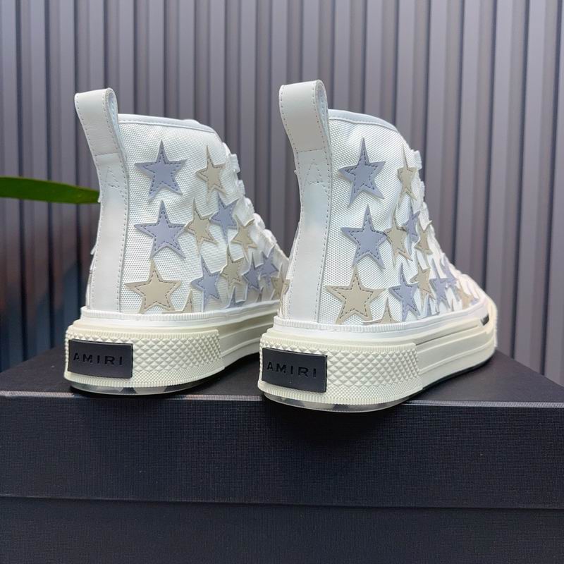 AMIRI Star High-Top Sneakers - White, Grey & Beige