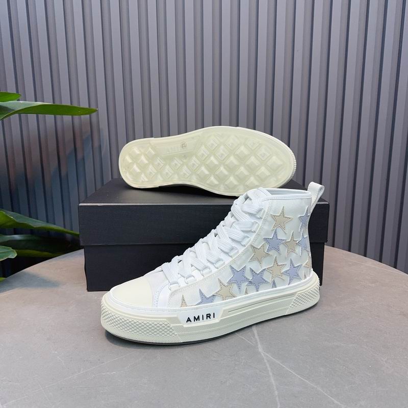 AMIRI Star High-Top Sneakers - White, Grey & Beige