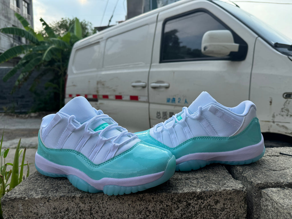 Jordan 11 Low-Top Sneakers | White & Aqua