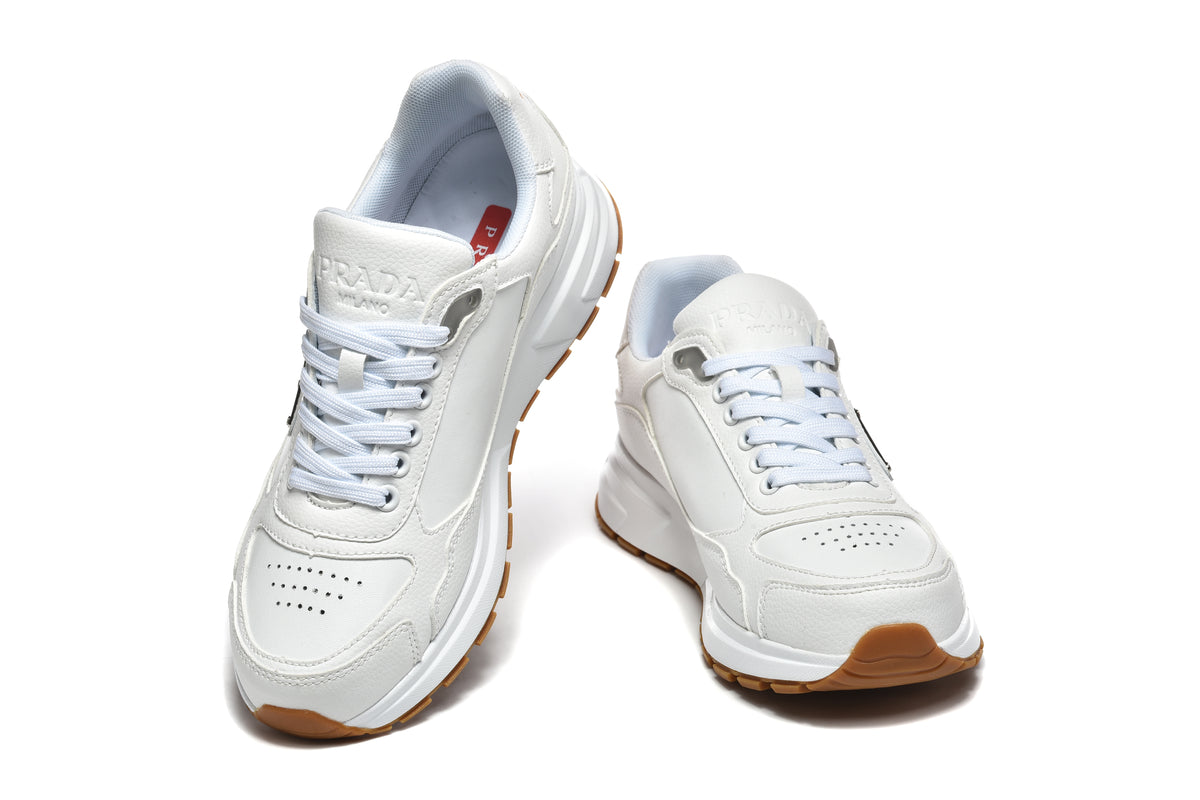 Prada Perforated-Toe Sneakers – White & Gum
