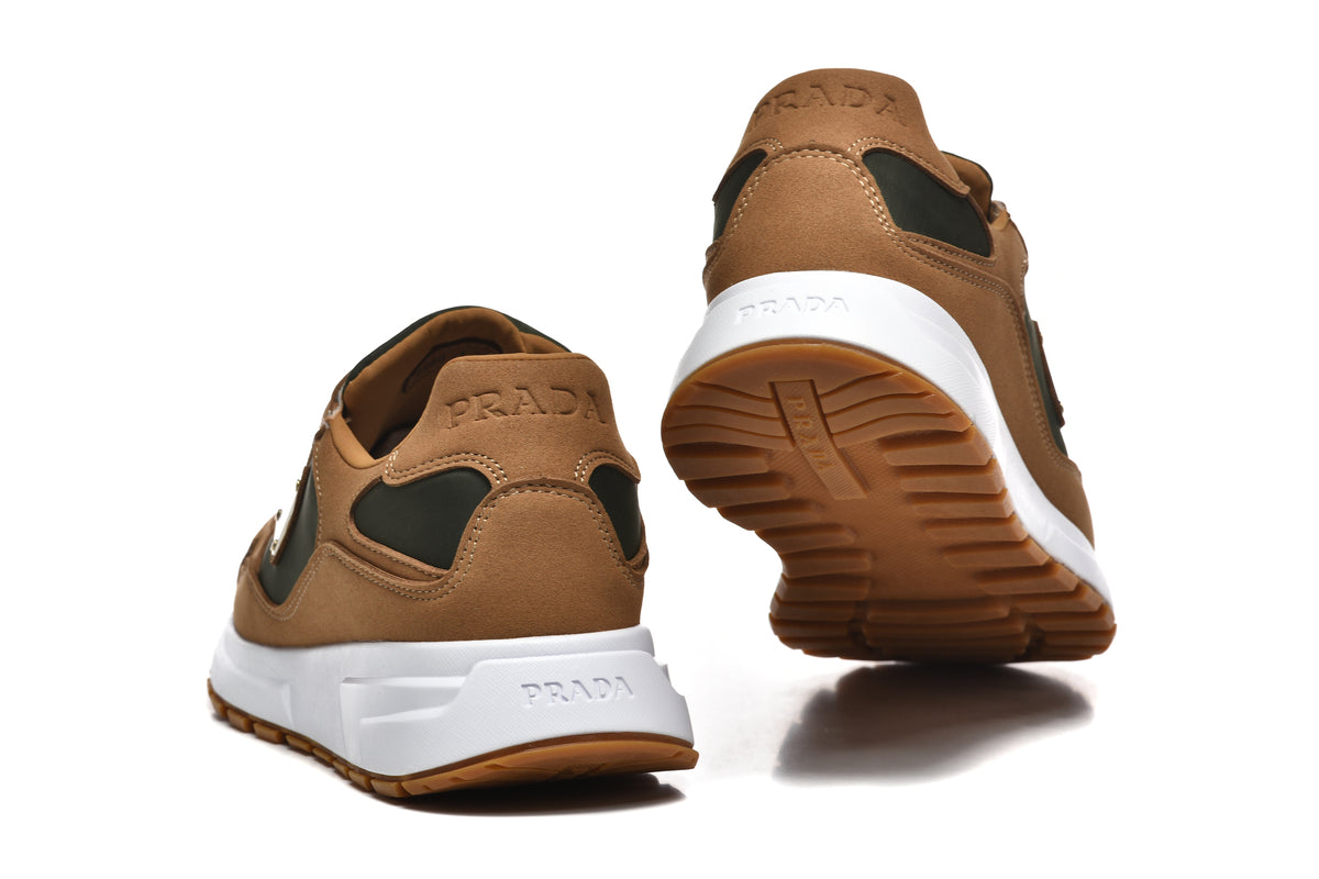Prada Low-Top Sneakers – Tan & Olive Green