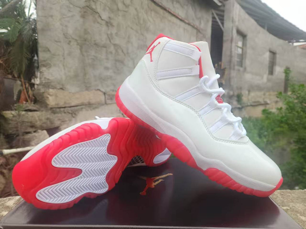 Jordan 11 High-Top Sneakers | White & Red