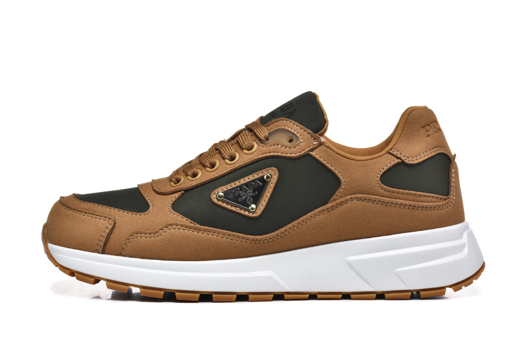 Prada Low-Top Sneakers – Tan & Olive Green