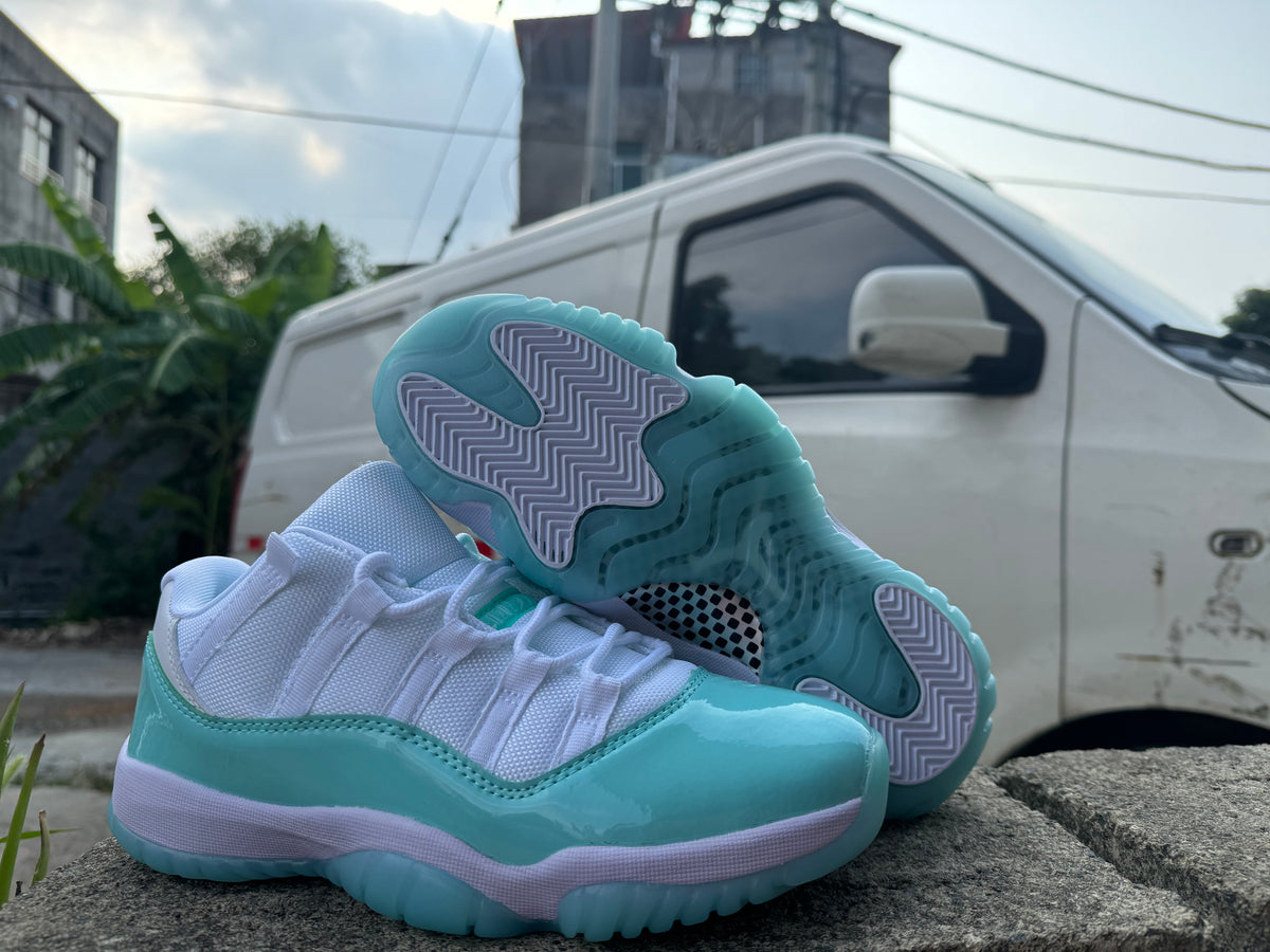 Jordan 11 Low-Top Sneakers | White & Aqua