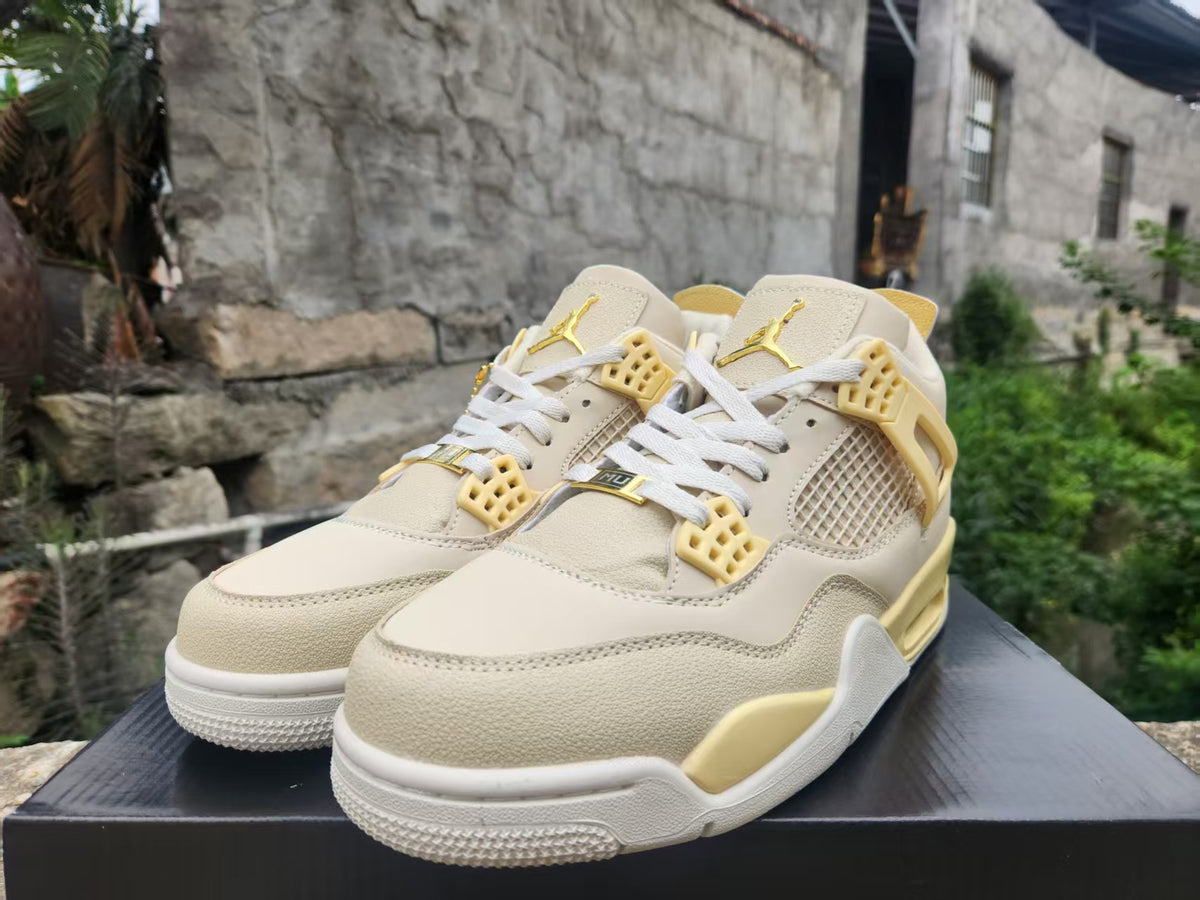 Jordan 4 Sneakers | Cream & Pale Yellow