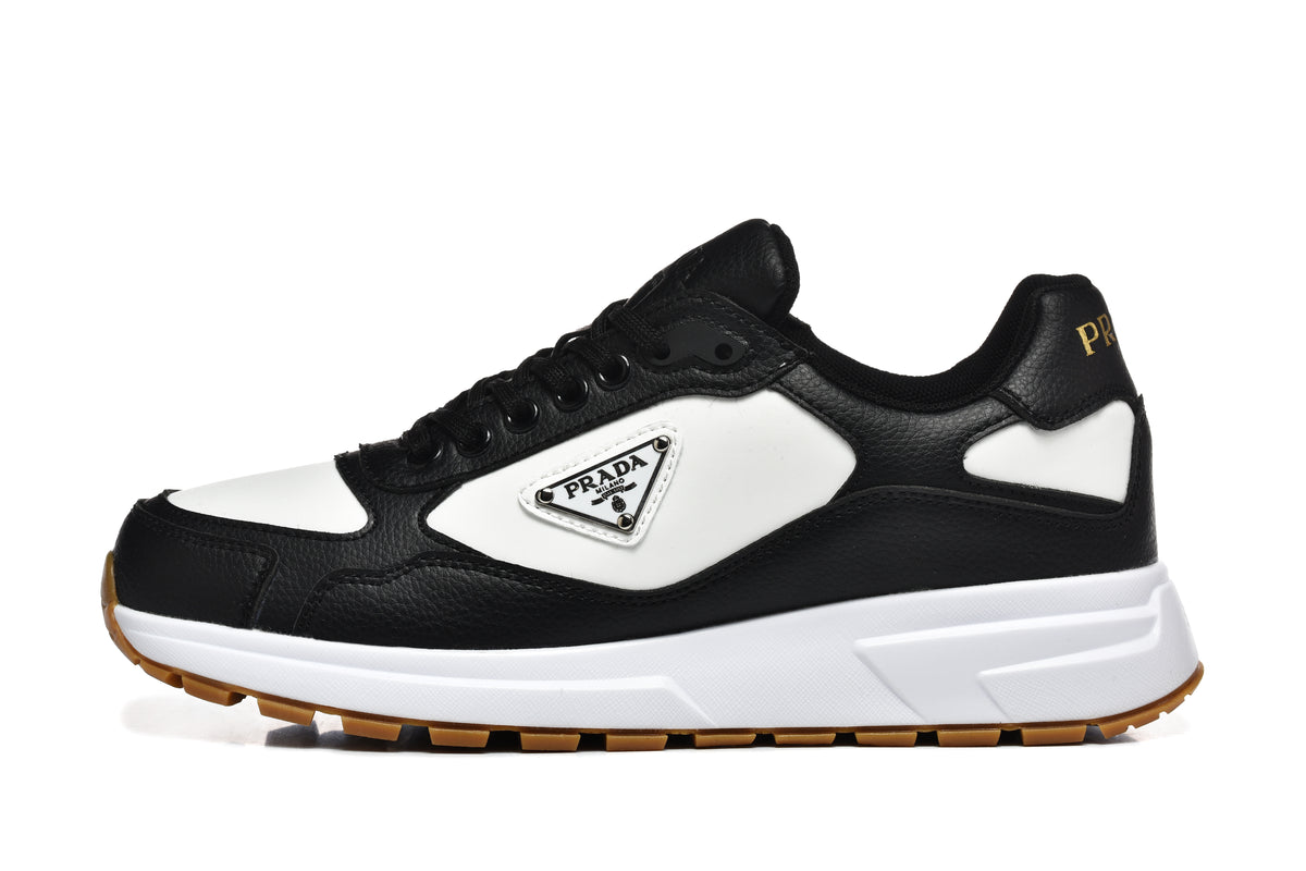 Prada Color-Block Low-Top Sneakers – Black, White & Gum